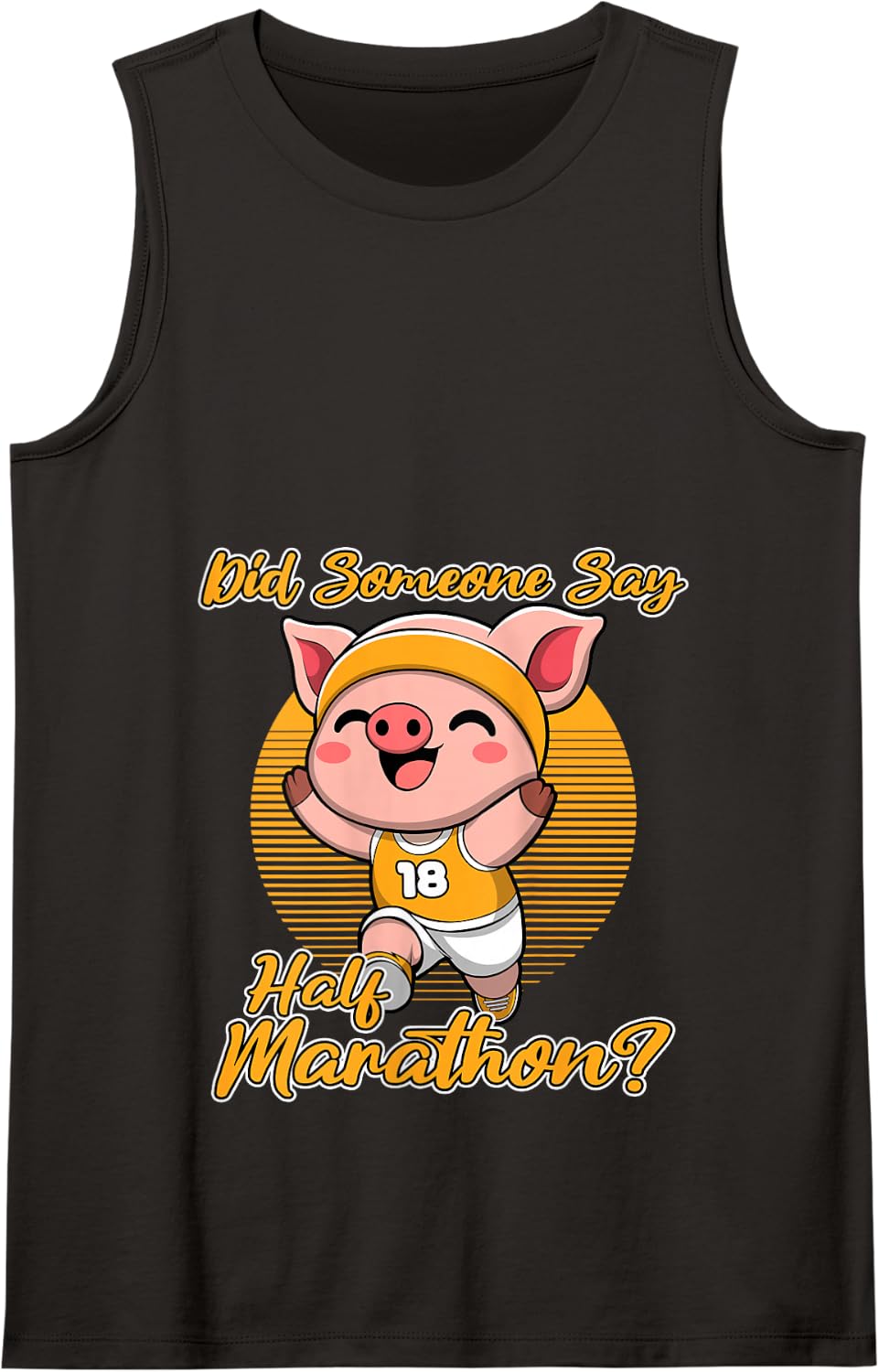 Someone Say Half Marathon Cute Pig Runner Tank Top - Black