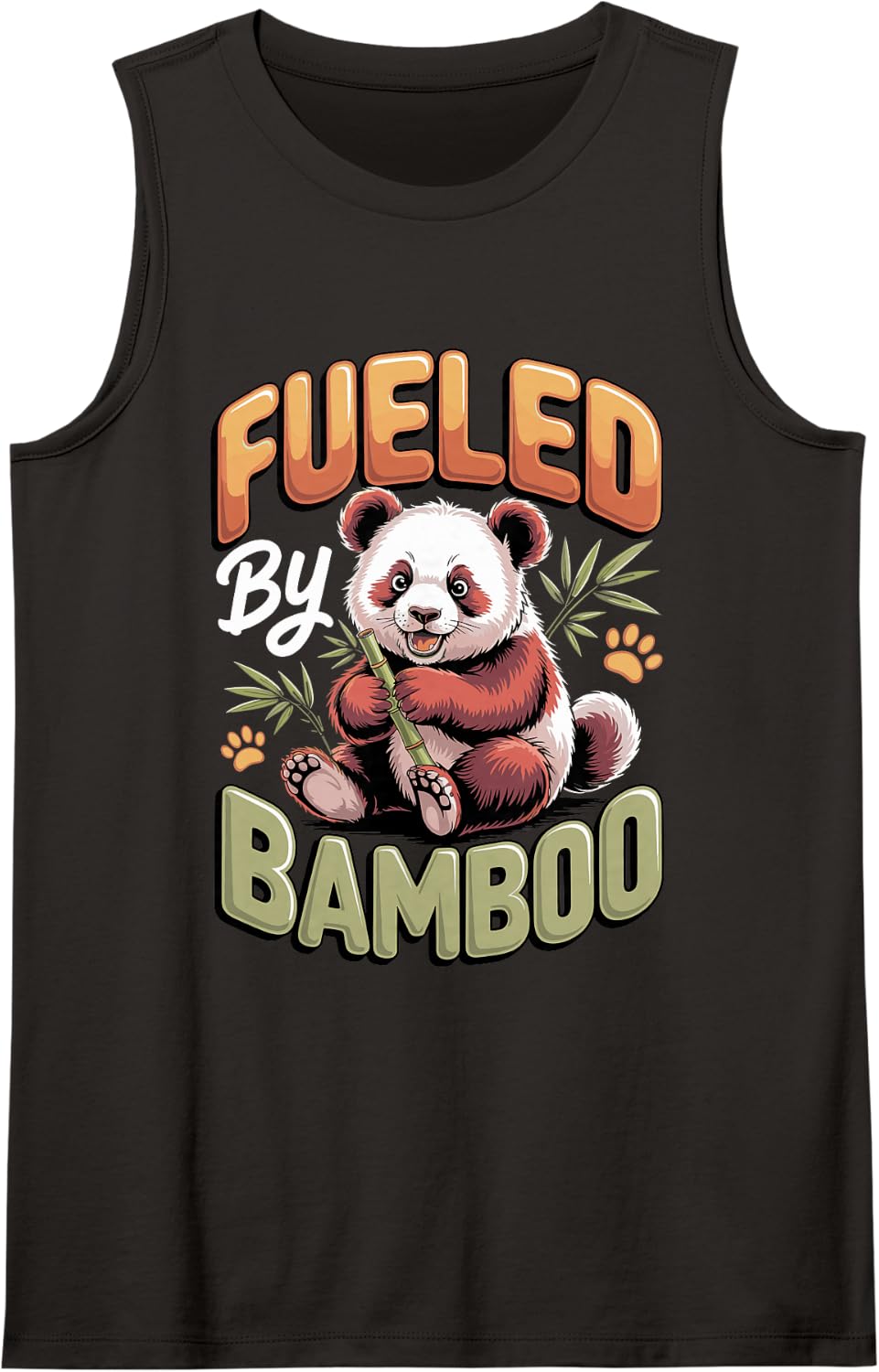 Fueled by Bamboo Red Panda Wildlife Animal Lover Sleeveless Tank Top - Black