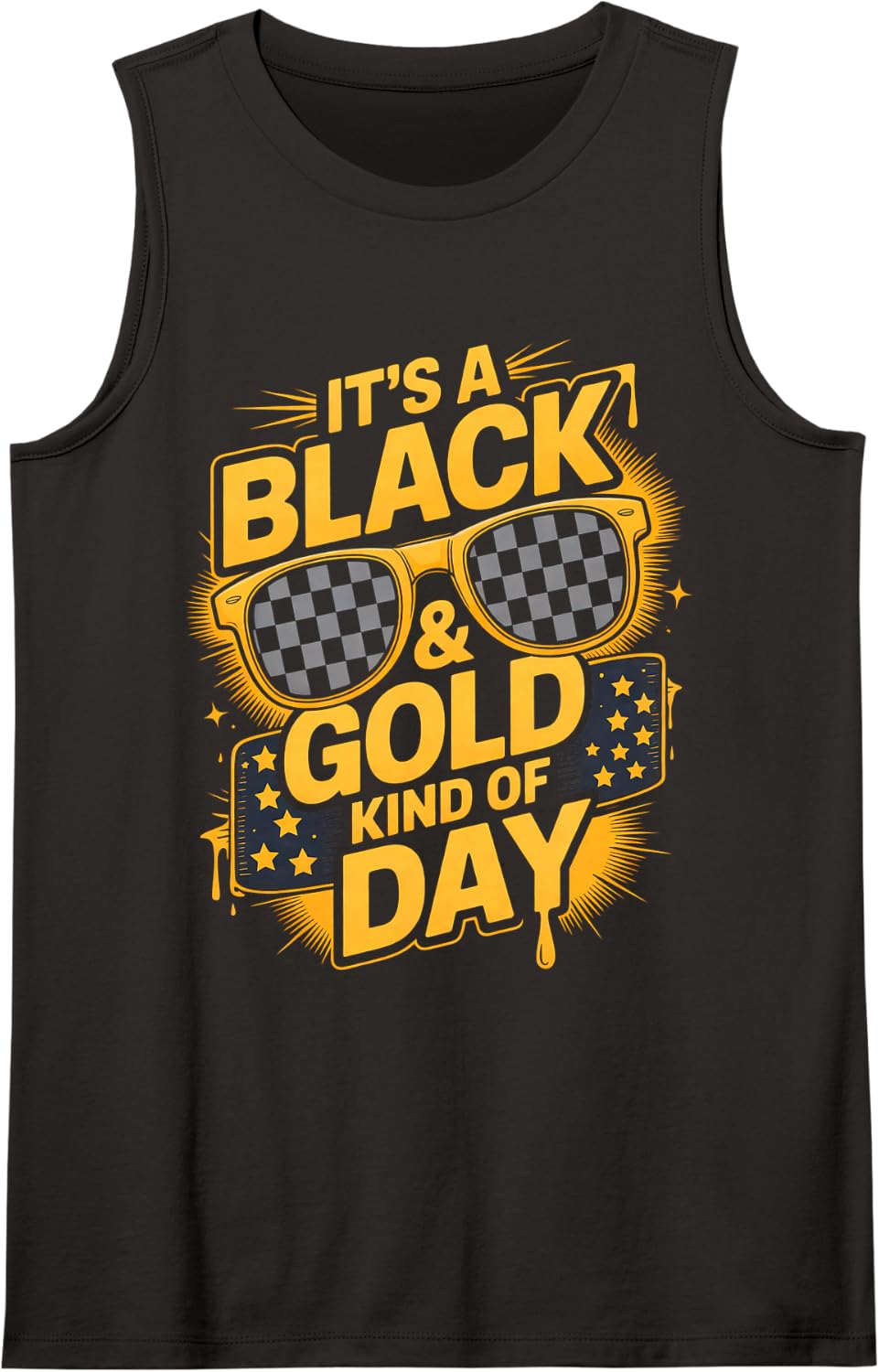 Retro It's Black Gold Kinda Day High School Field Squad Sleeveless Tank Top - Black