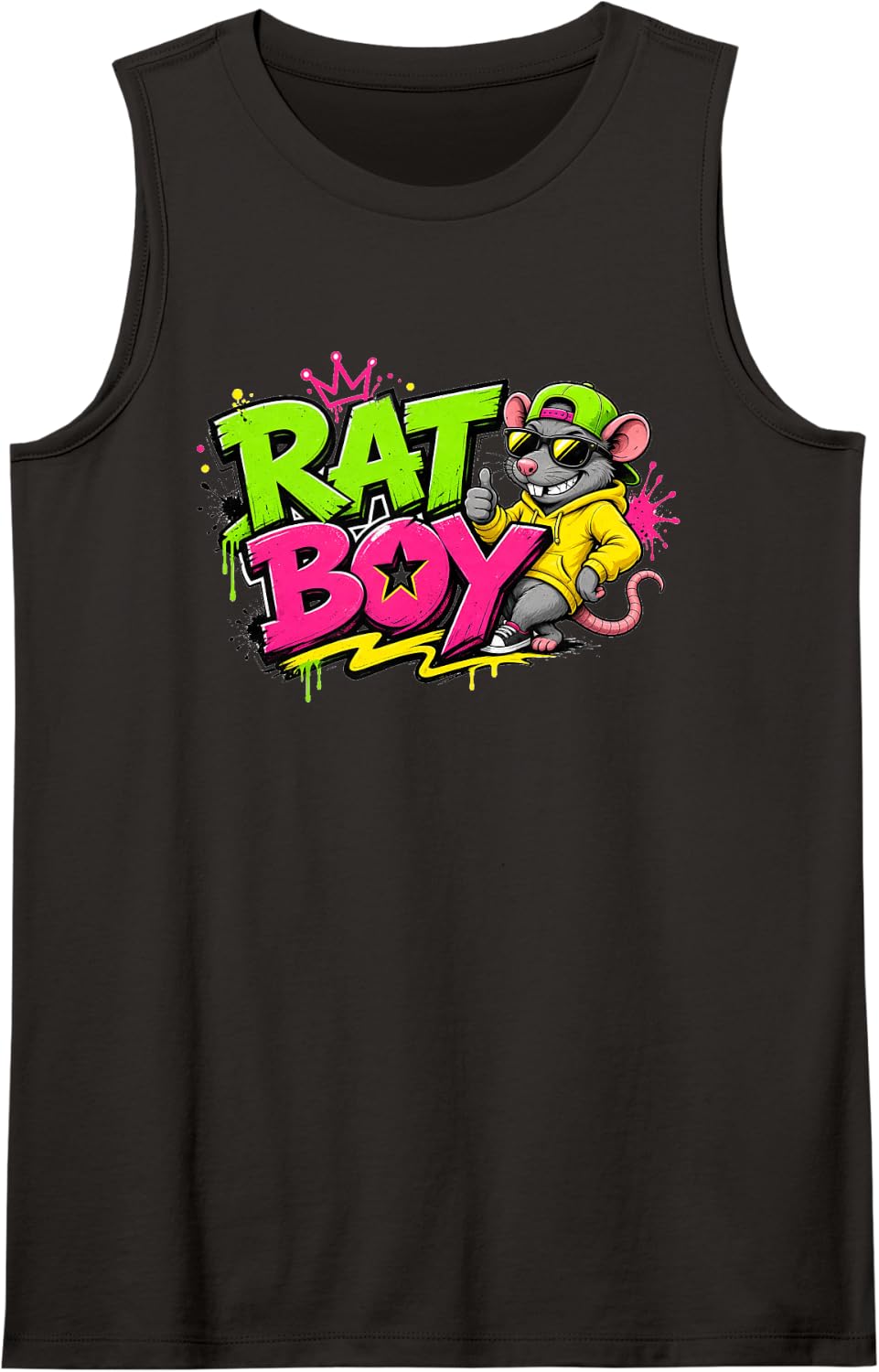 Hip Hop Rat Sleeveless Tank Top - Black