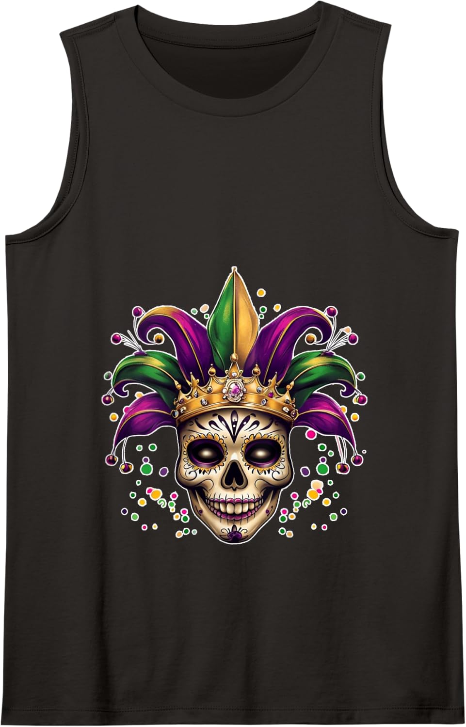 Mardi Gras Joker Sugar Skull Carnival New Orleans Trip Tank Top - Black