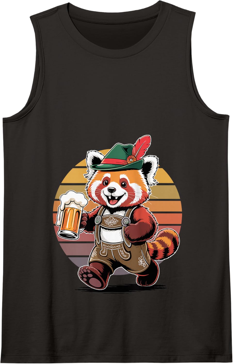 Retro Red Panda Bear Beer Drinking Pandas Tank Top - Black