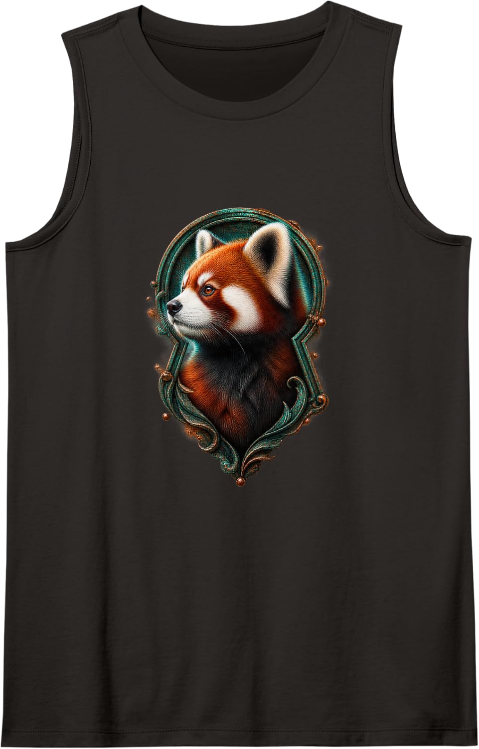 Red Panda with Verdigris Arch Forest Art Sleeveless Tank Top - Black