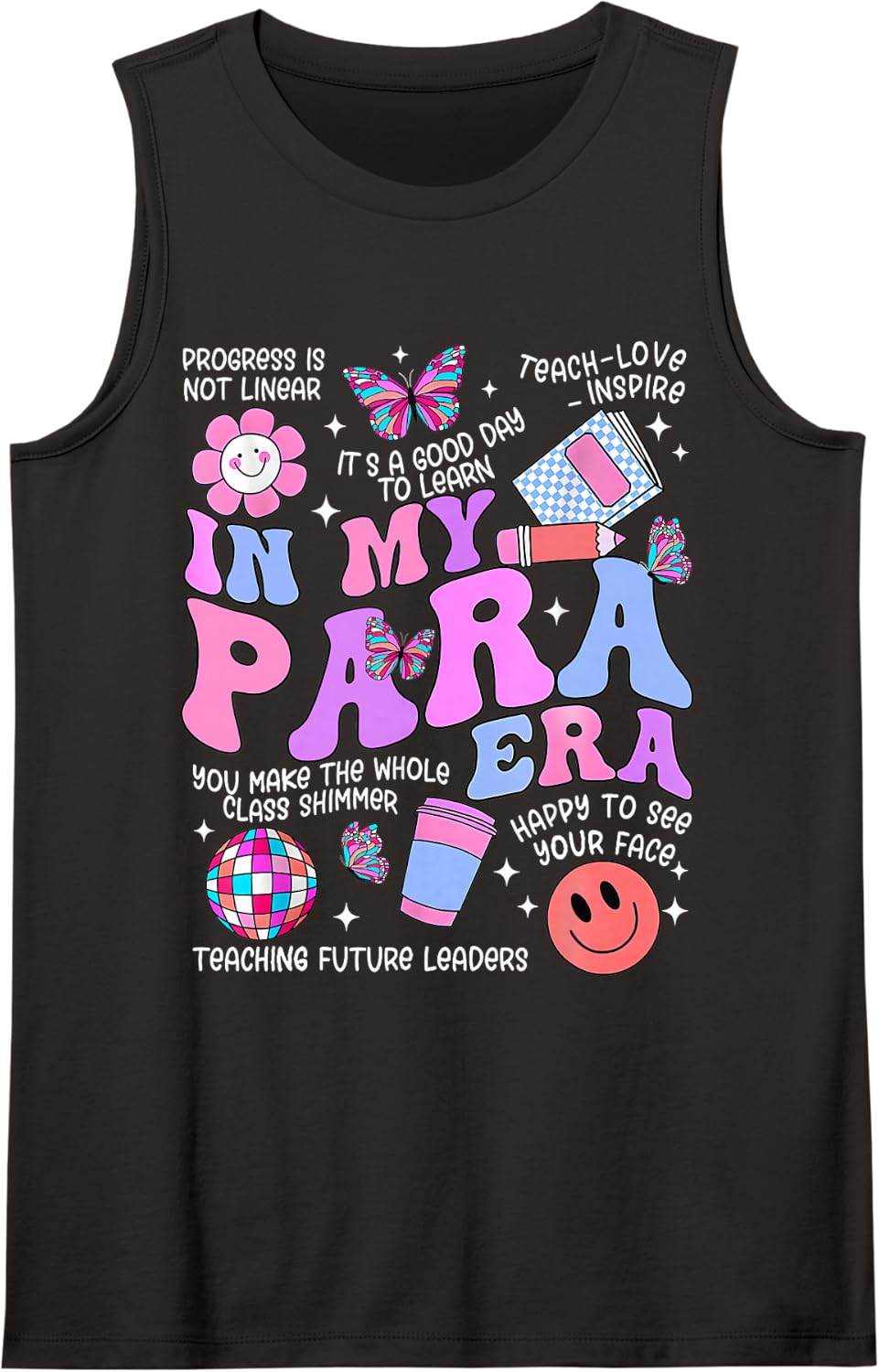 in My para Era: Paraprofessional Paraeductor Going Back to School Sleeveless Tank Top - Black
