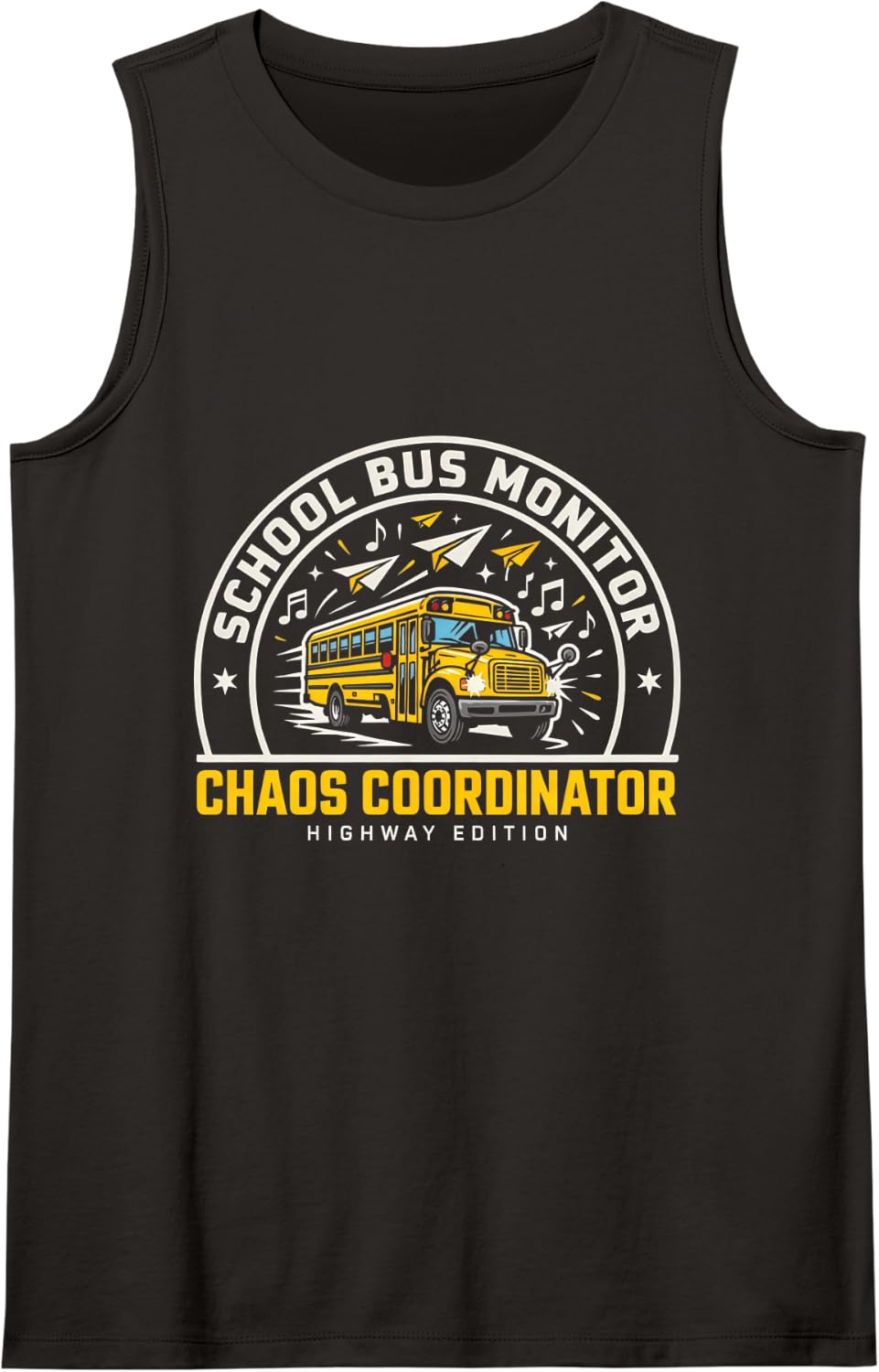 School Bus Monitor Chaos Coordinator Sleeveless Tank Top - Black