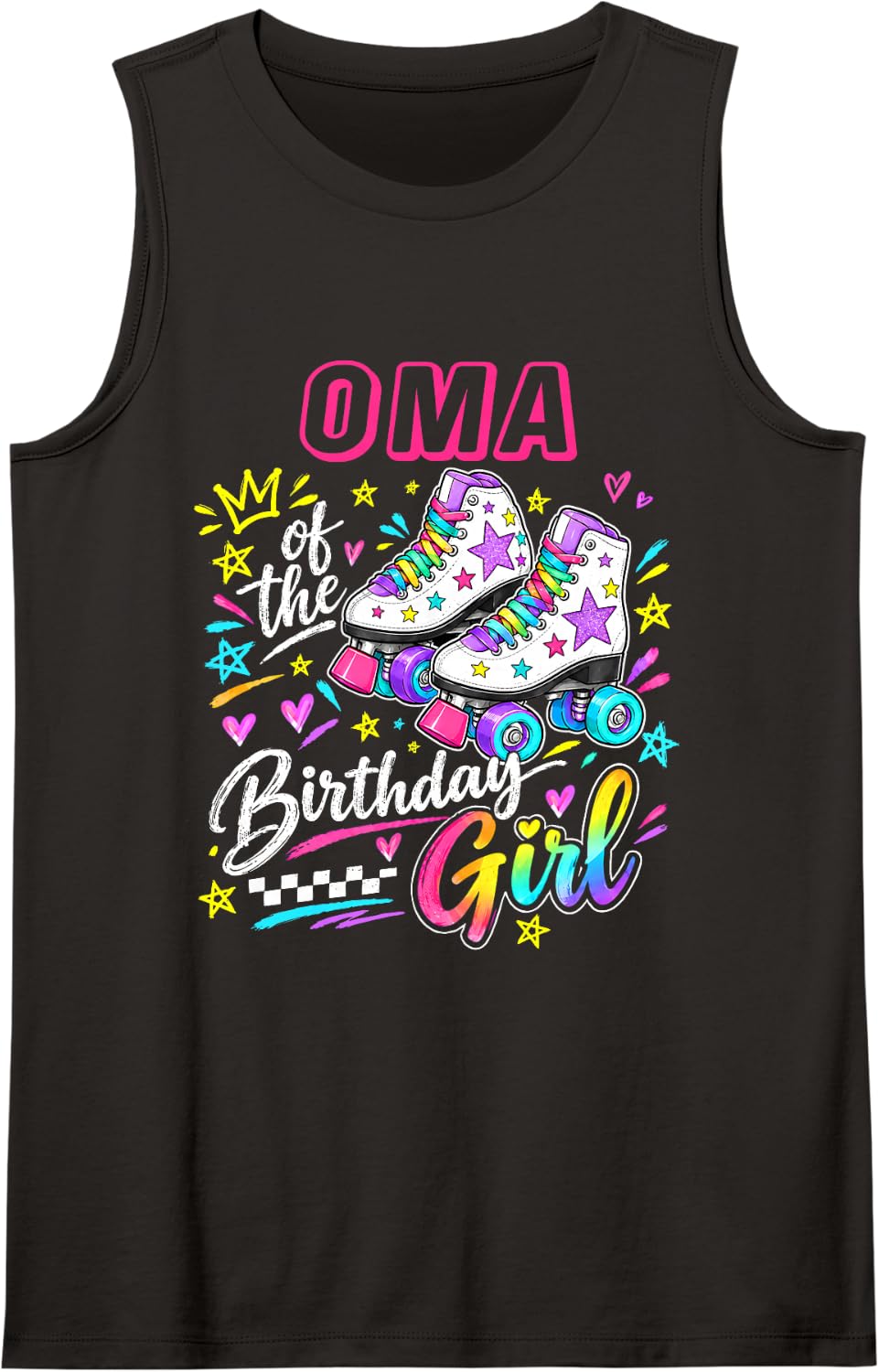 Family Oma of The Birthday Girl Rolling Skate Sleeveless Tank Top - Black