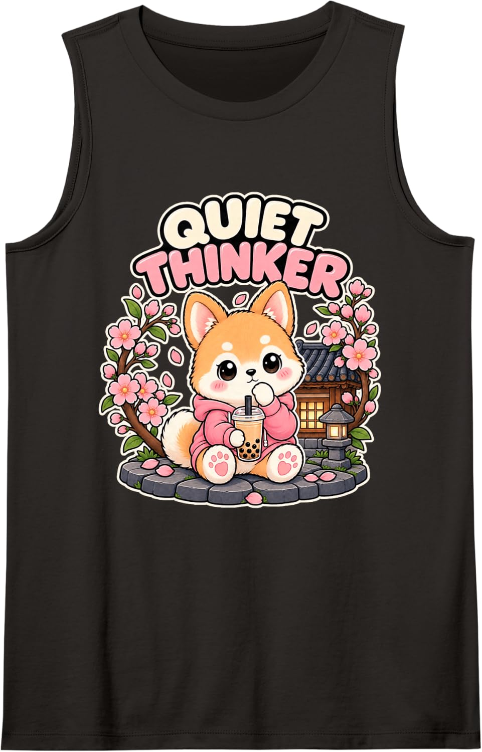 Cute Shiba Inu Kawaii Chibi Tank Top - Black