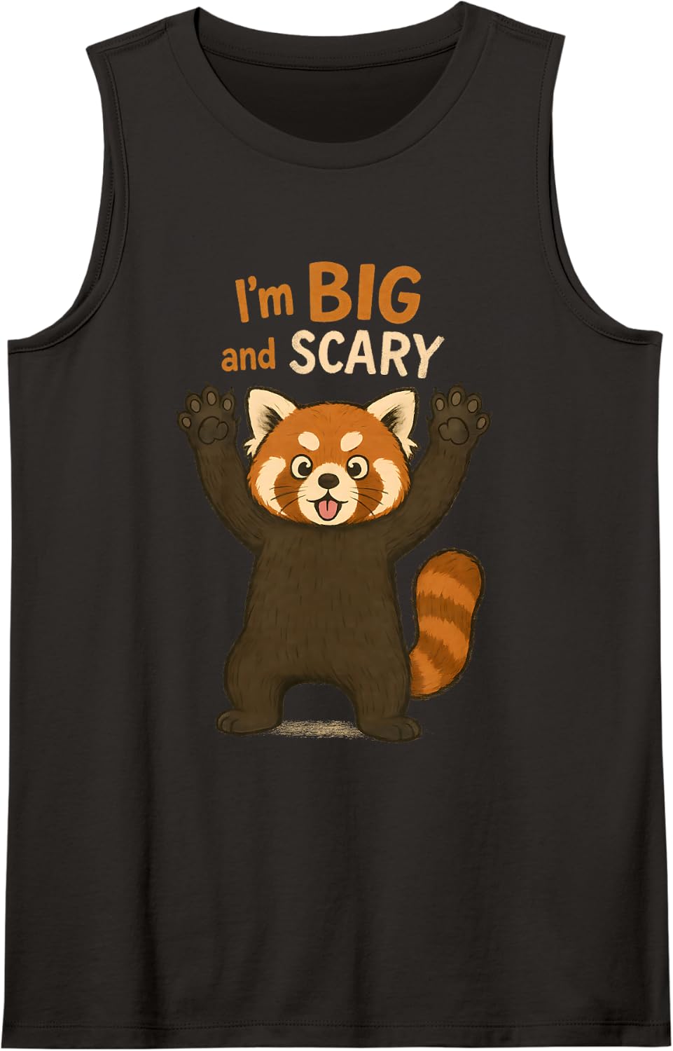 I'm Big and Scary Red Panda Sleeveless Tank Top - Black