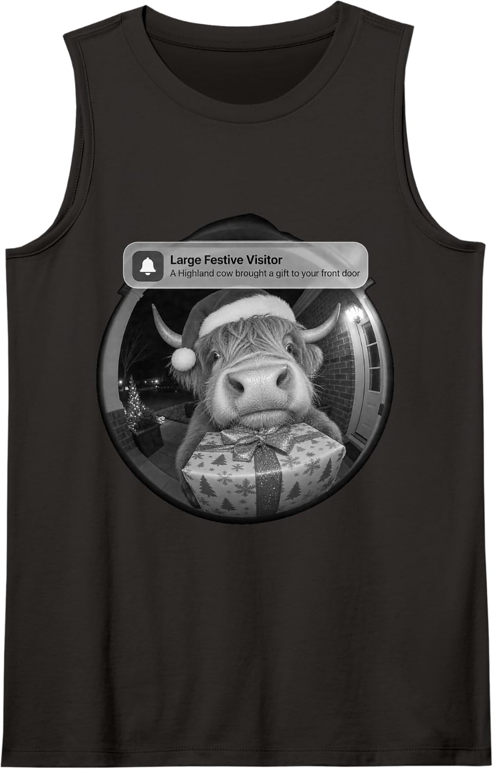 There is Motion At Your Front Door Highland Cow Christmas Sleeveless Tank Top - Black