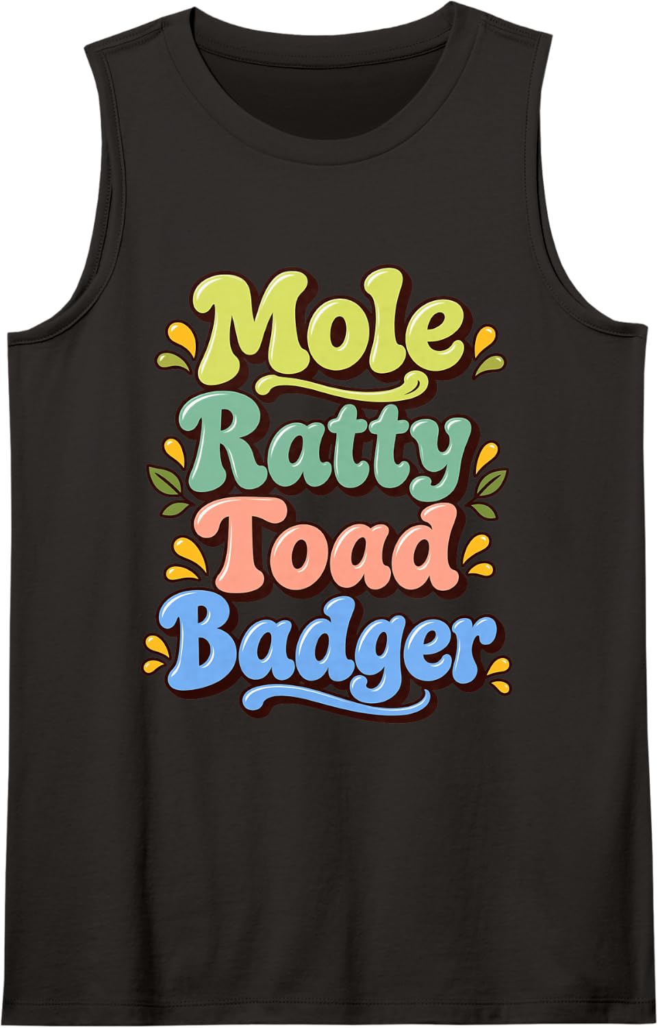Wind in the Willows Character Funny Classic Literary Friend Tank Top - Black