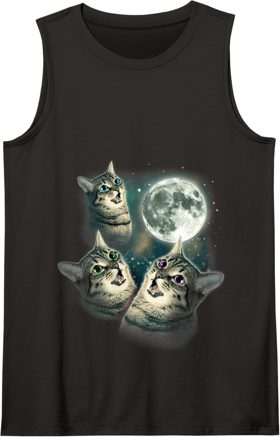 Three Cat Moon - Funny Wolves Parody Tank Top - Black