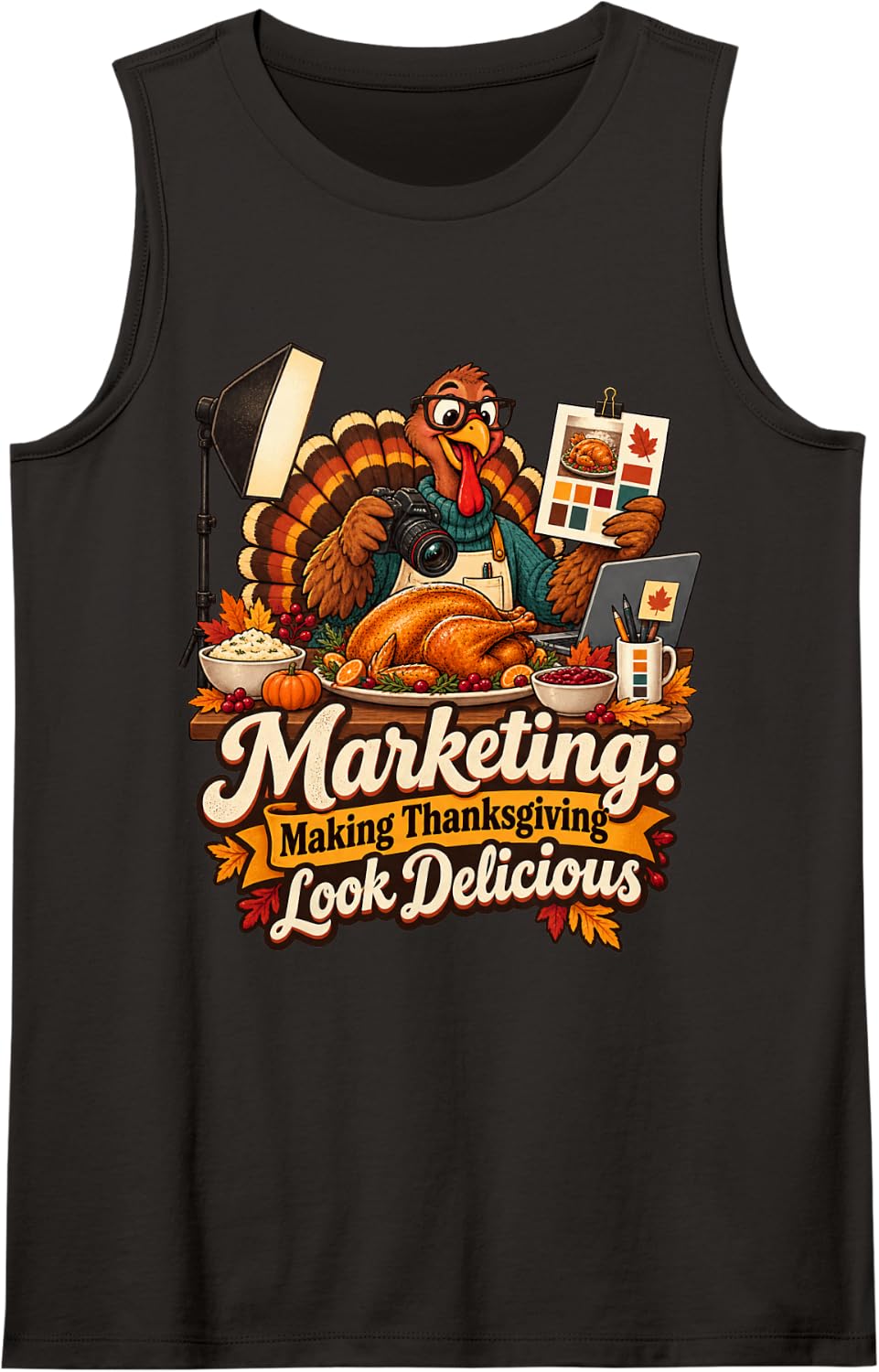 Marketing Making Thanksgiving Look Delicious Office Design Sleeveless Tank Top - Black