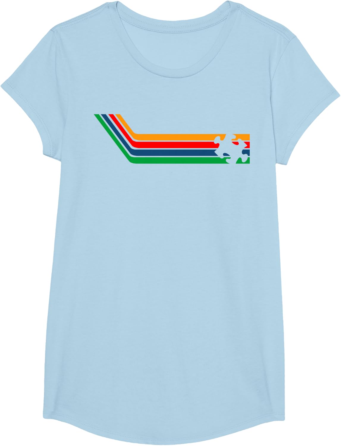 Autism Awareness Gift Retro Stripes Cute ASD or T-Shirt - Girls Baby Blue
