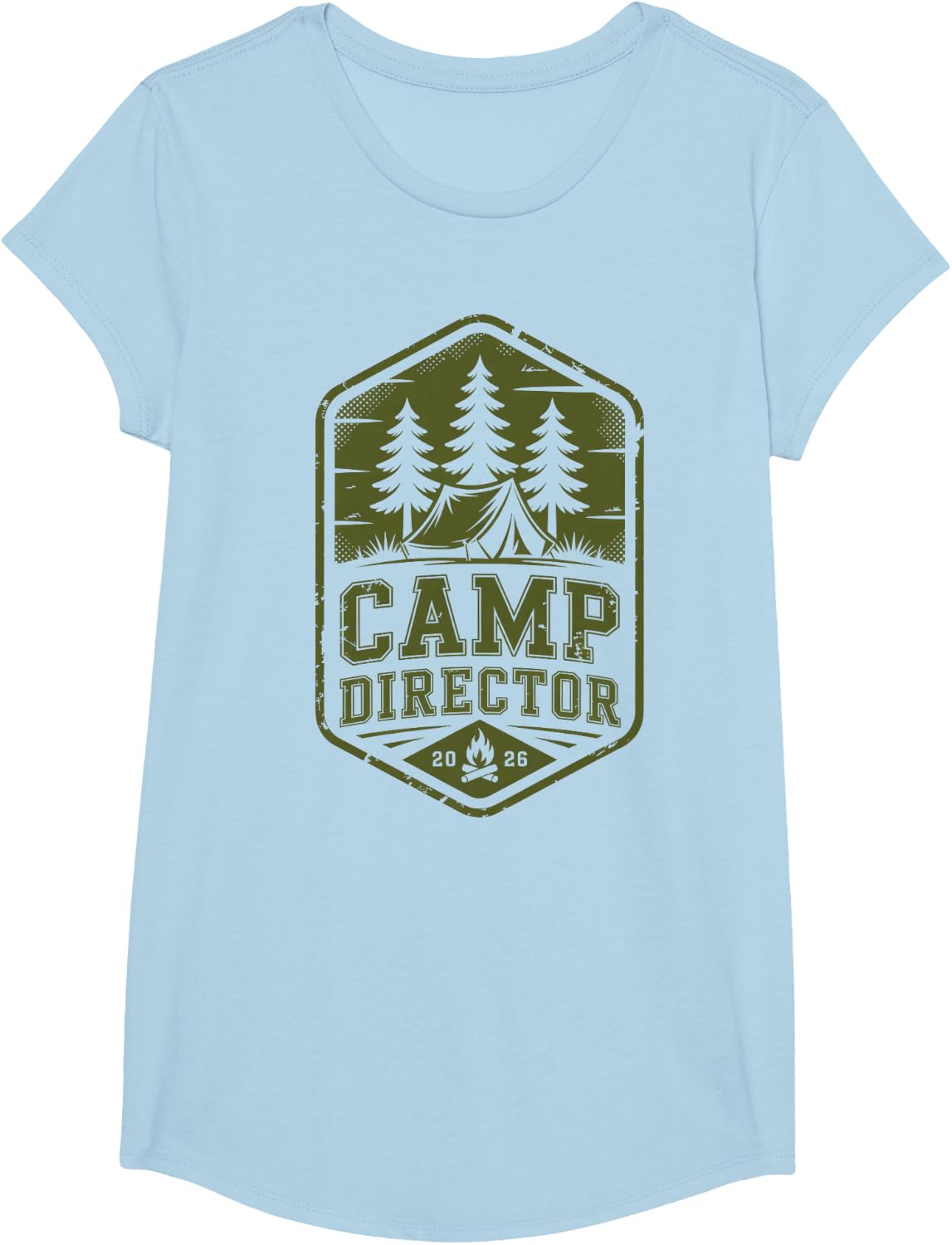 Retro Camp Director Camping Chaos Coordinator Crew Staff T-Shirt - Girls Baby Blue