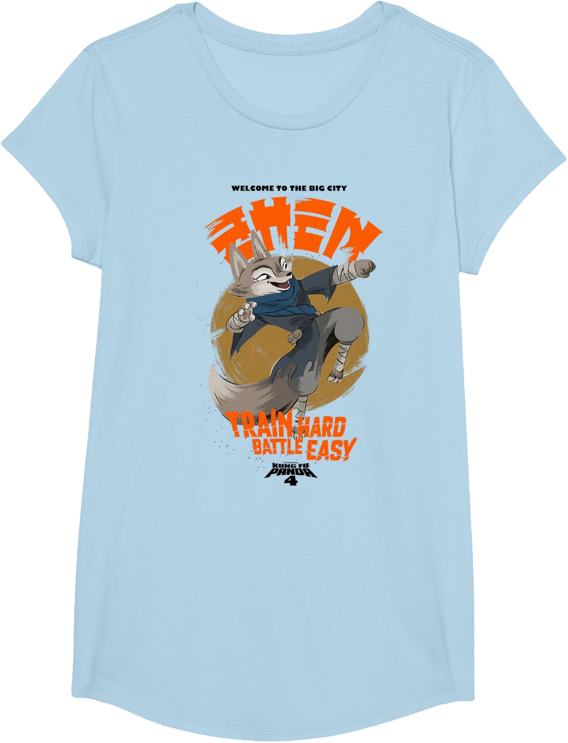 Kung Fu Panda 4 Welcome To The Big City Zhen Vintage Shot T-Shirt - Girls Baby Blue