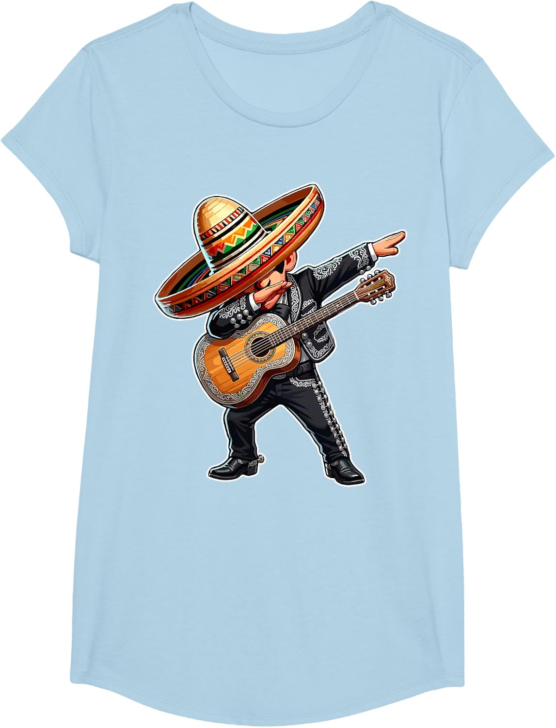 Mexican Boy Dabbing Mariachi Cinco de Mayo T-Shirt - Girls Baby Blue
