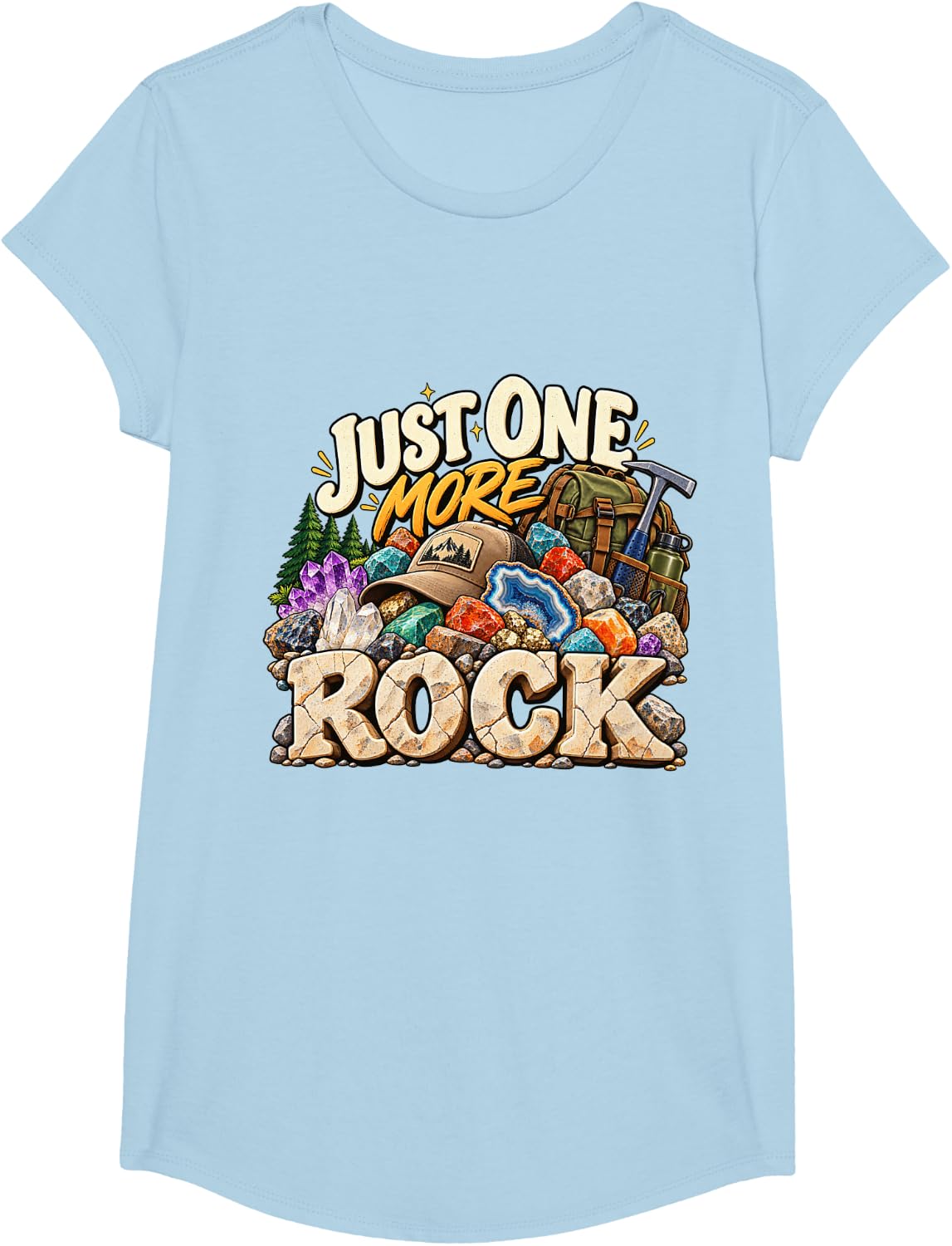 Just One More Rock Funny Rock Collector Rockhounding T-Shirt - Girls Baby Blue