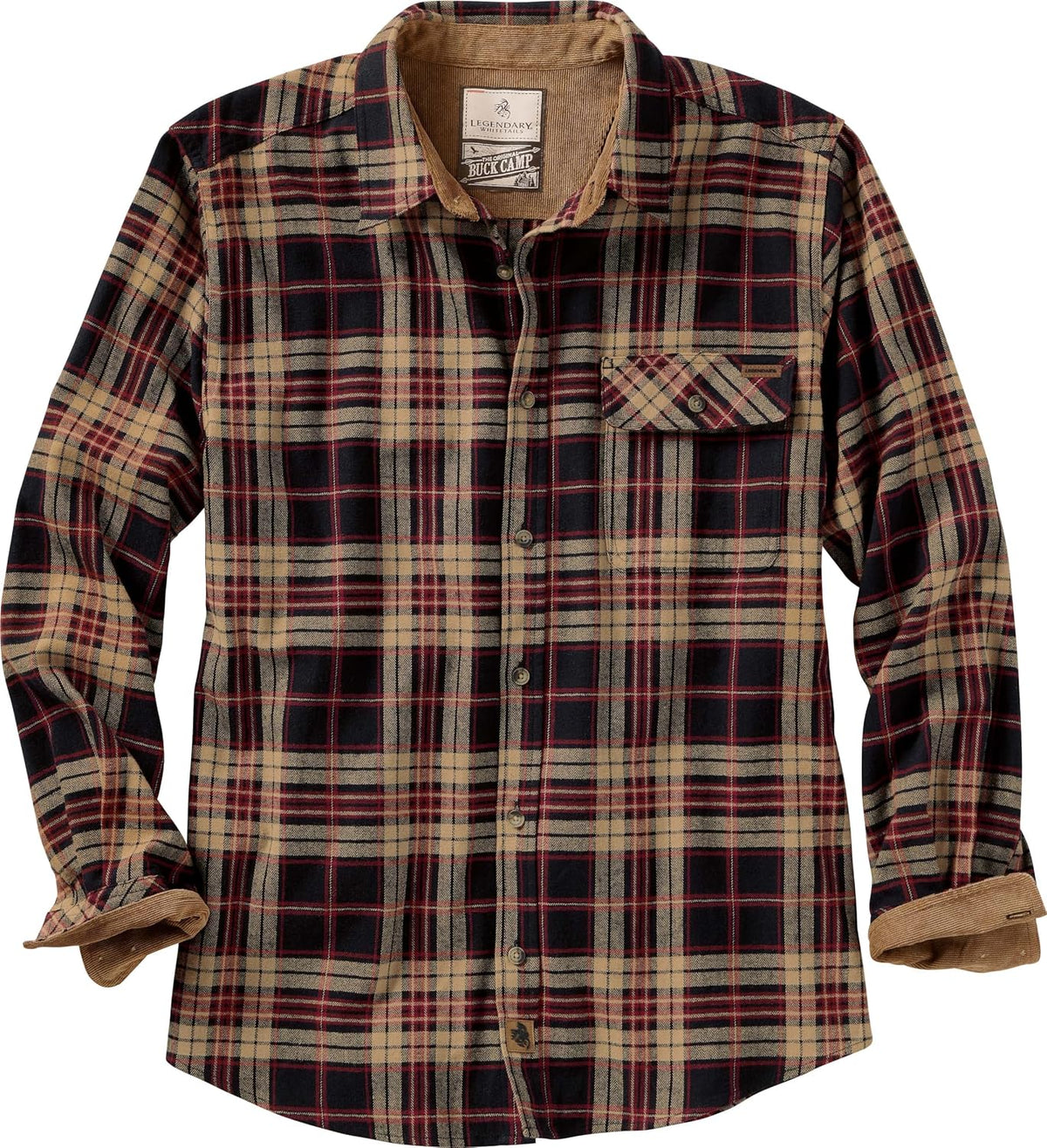 Legendary Whitetails Men's Buck Camp Flannel Long Sleeve Button Down Shirt - Frontier Plaid