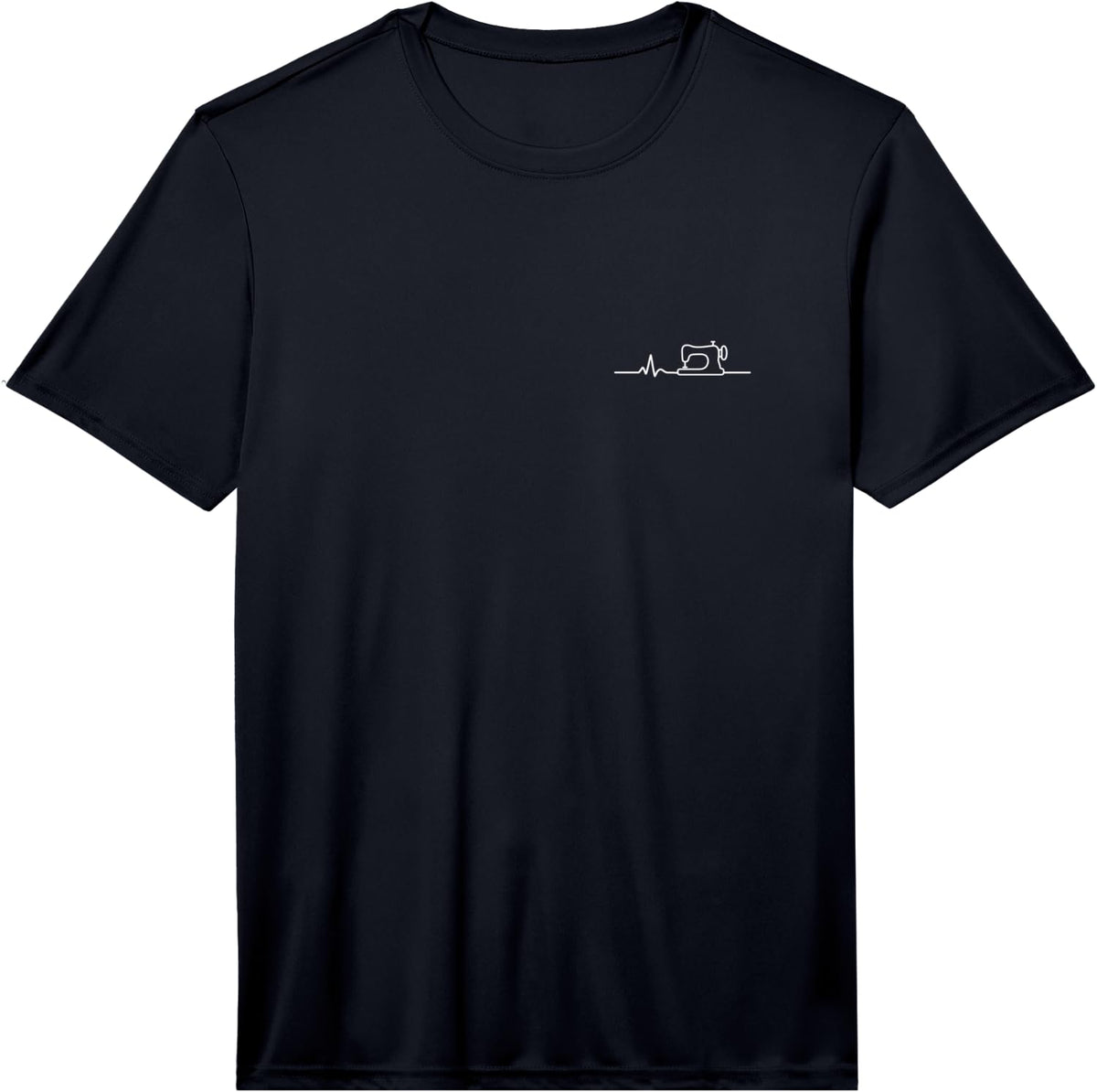Men's Sewing Machine Heartbeat Minimalist Sewing Design Performance T-Shirt - Black