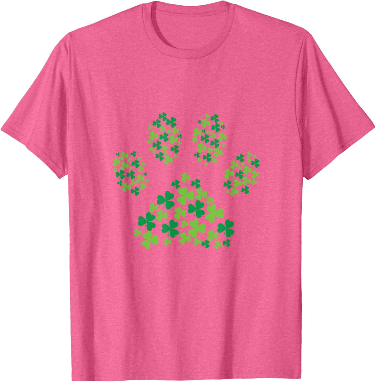Shamrock Paw Print Dog St Patricks Day Outfit T-Shirt - Pink Heather
