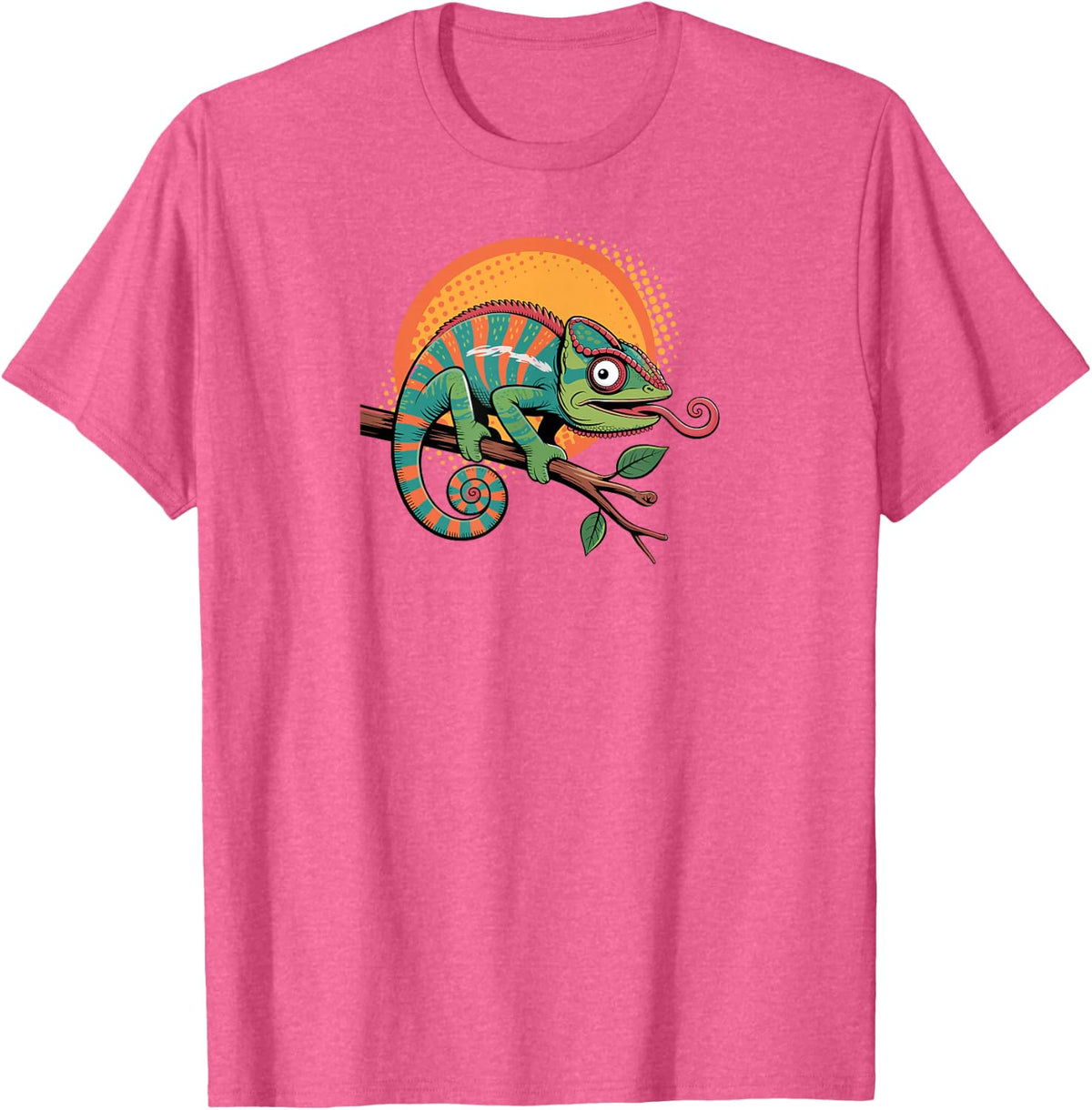 Chameleon Reptile Colorful Pop Art T-Shirt - Pink Heather