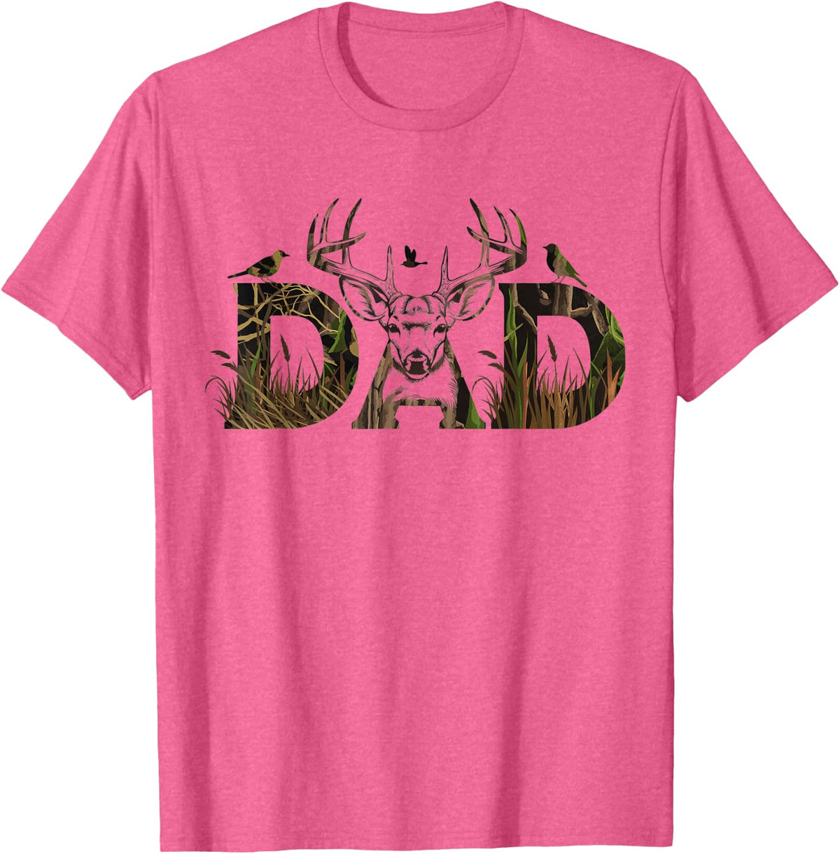 Camo Deer Hunting Dad T-Shirt Tee for Men Hunting Dad Apparel T Shirts - Pink Heather