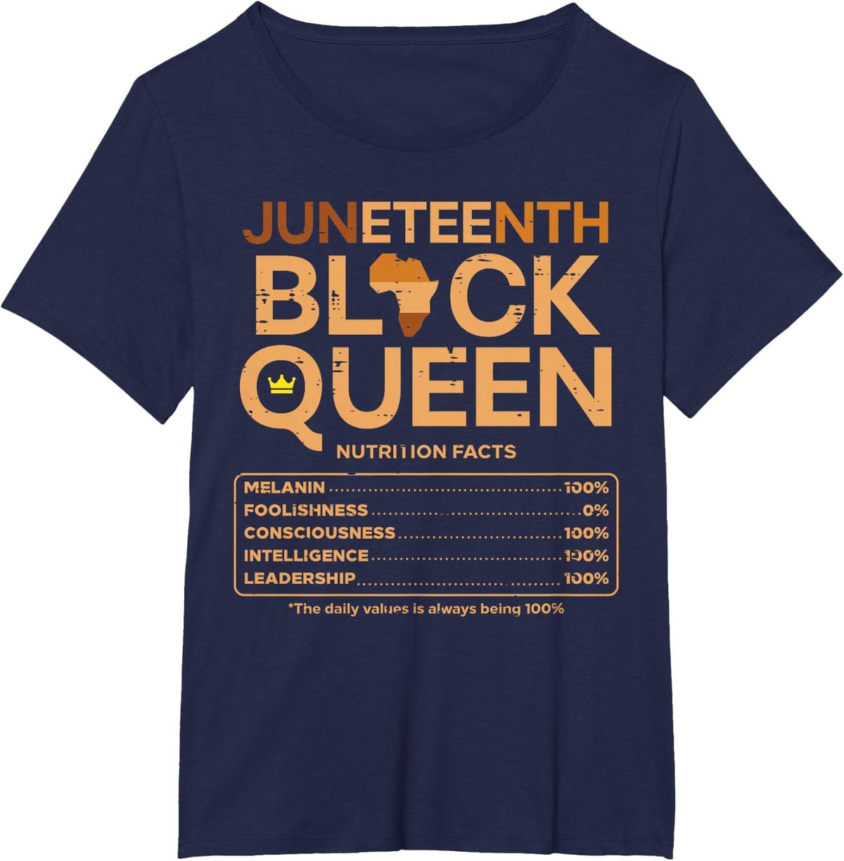 Juneteenth Black Queen Melanin Nutrition Matching Mom Mama T-Shirt - Navy Blue