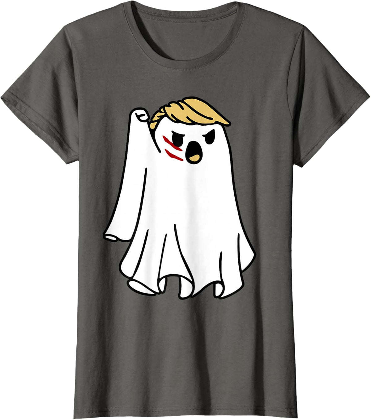Trump Fight Ghost Funny Halloween Trumpkin T-Shirt - Asphalt Grey