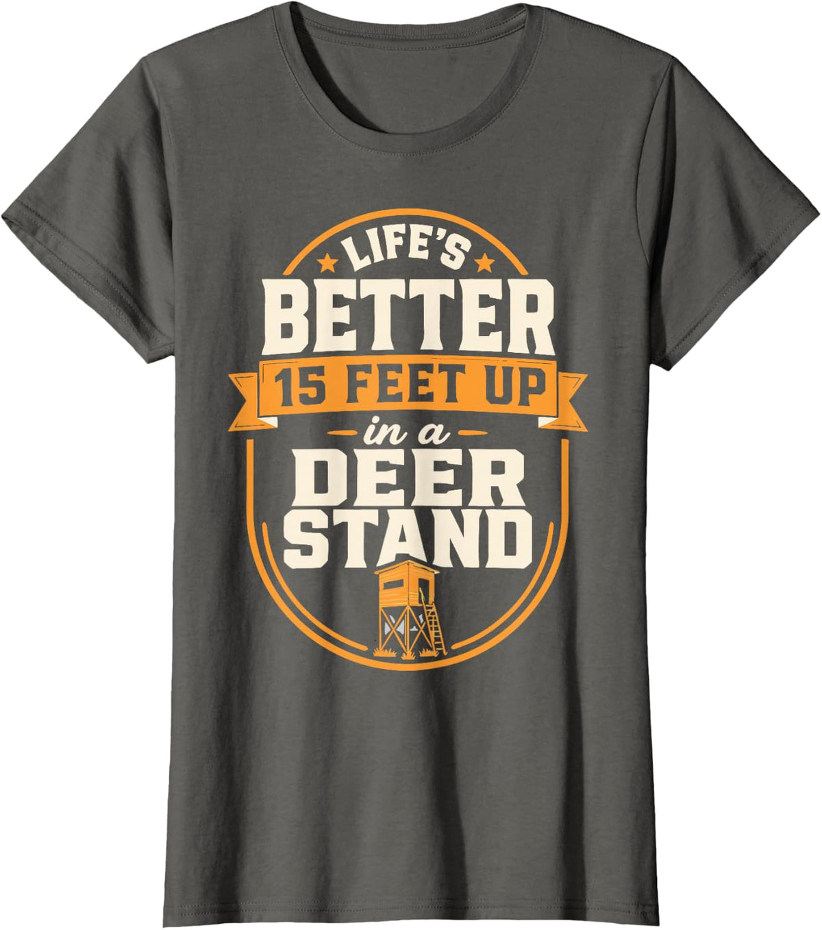 Whitetail Buck Hunter Deer Stand T-Shirt - Asphalt Grey