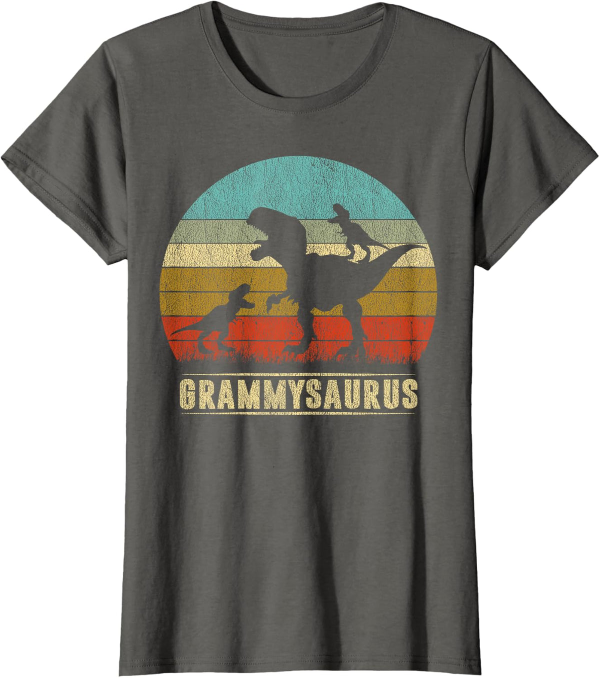 Grammy Dinosaur Grammysaurus 2 Two kids Family christmas T-Shirt - Asphalt Grey