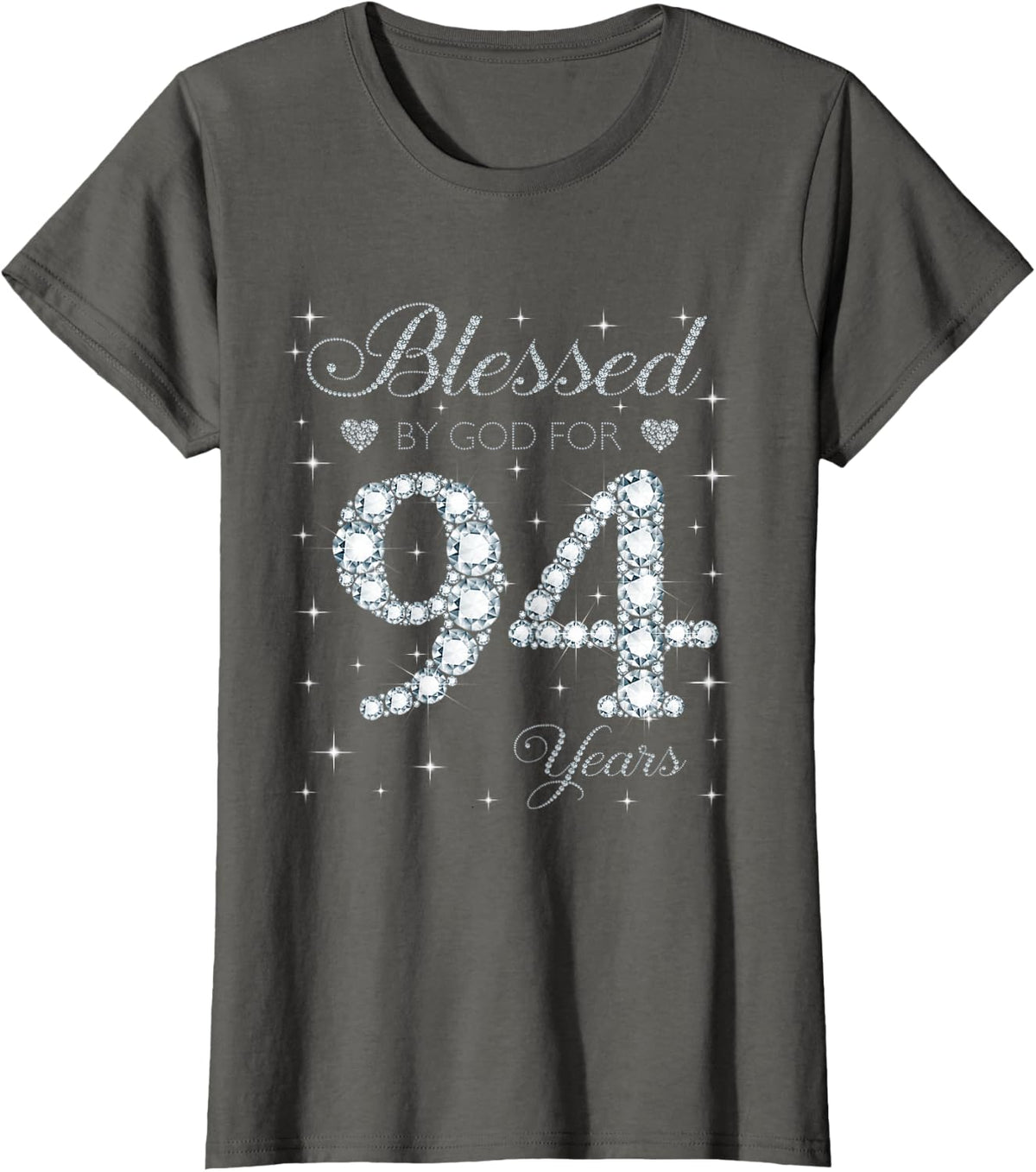 Blessed by God For 94 Years Old 94th Birthday Gift For Women T-Shirt - Asphalt Grey