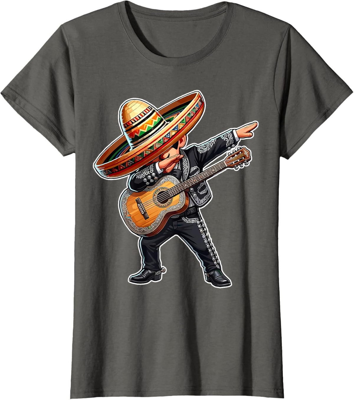 Mexican Boy Dabbing Mariachi Cinco de Mayo T-Shirt - Asphalt Grey