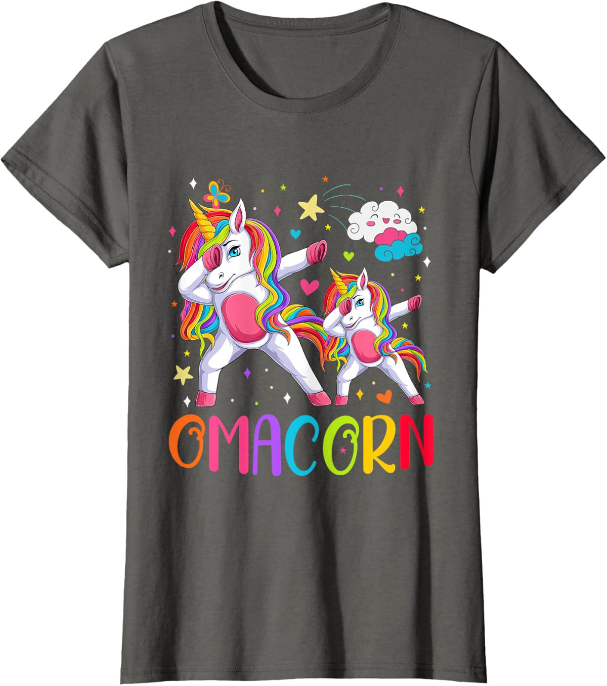 Cute Omacorn Dabbing Unicorn Gifts For Mother's Day Women T-Shirt - Asphalt Grey