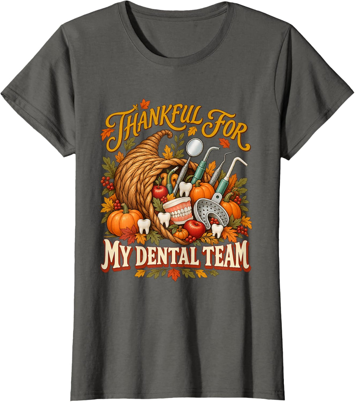 Thanksgiving Custodian Harvest Turkey Humor T-Shirt - Asphalt Grey