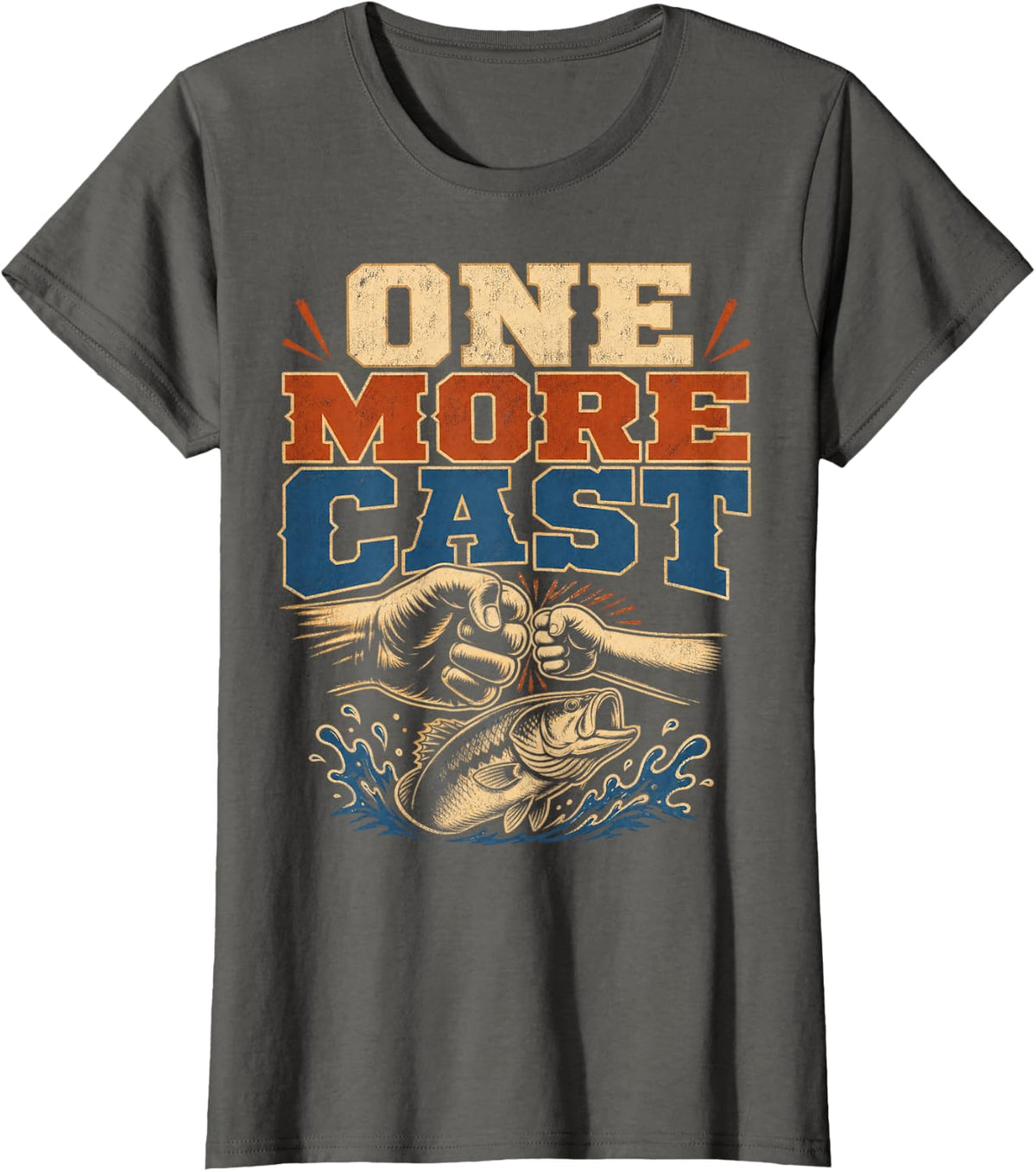 One More Cast Bass Fishing Angler T-Shirt - Asphalt Grey