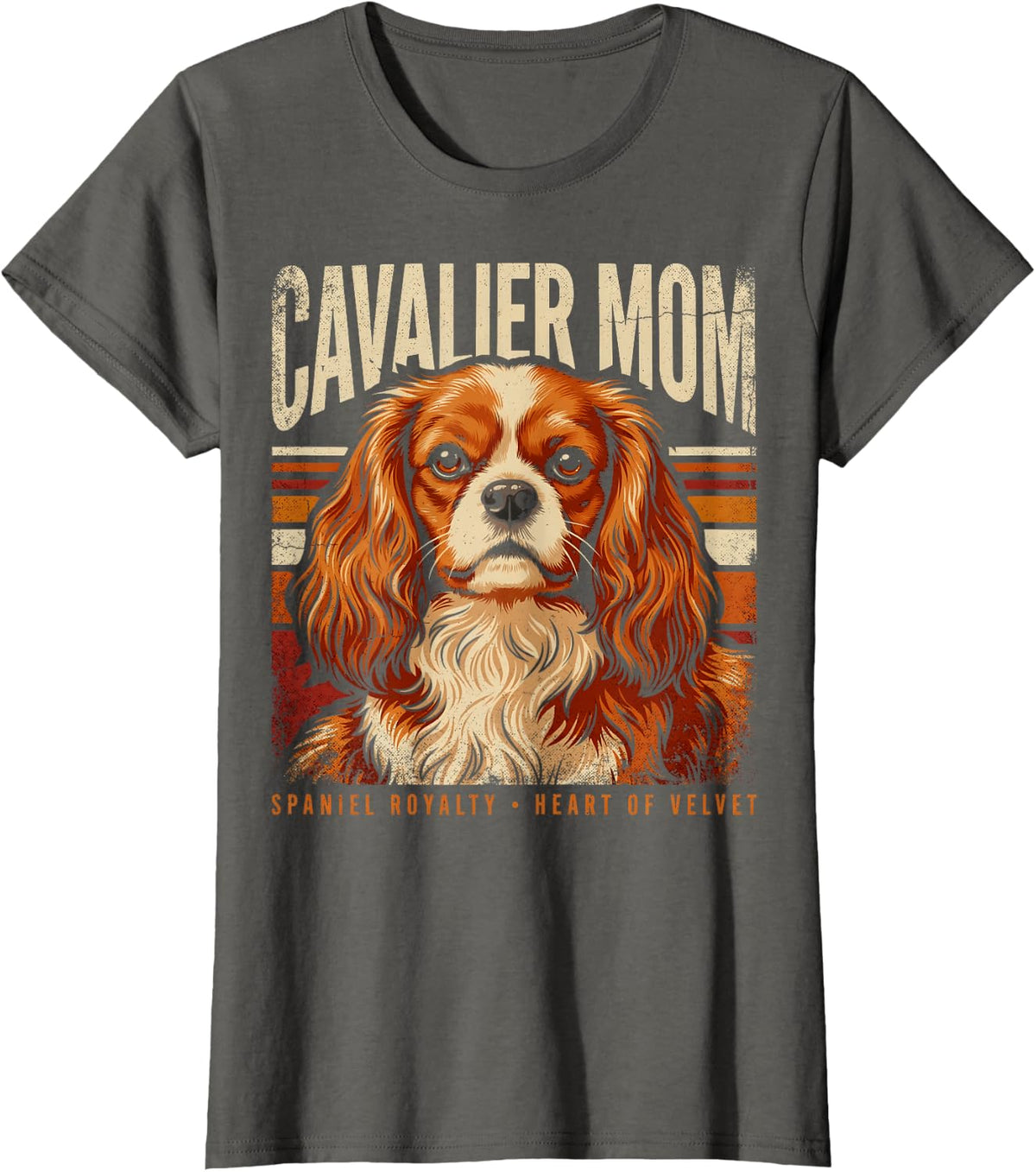 Cavalier Monk Spaniel Royalty Heart of Velvet T-Shirt - Asphalt Grey
