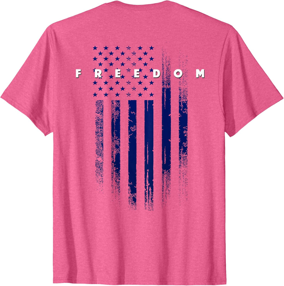 On Back USA Patriotic Pride Grunge American Flag Freedom T-Shirt - Pink Heather
