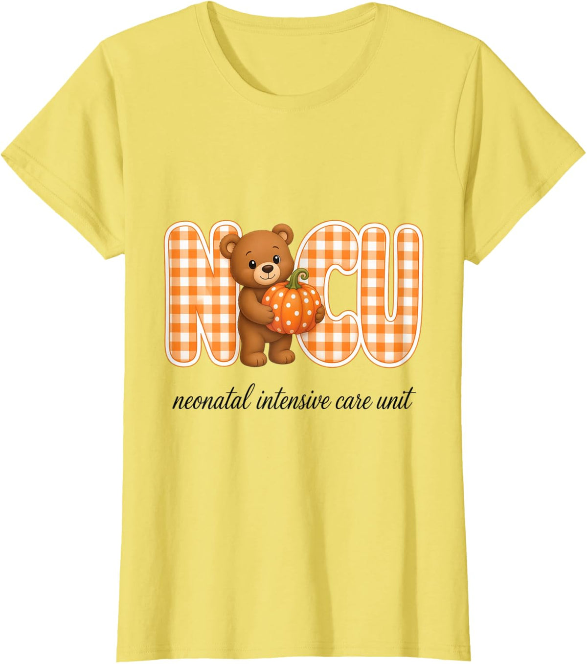 Cute Halloween NICU Nurse Ghosts Pumpkins Neonatal Fall T-Shirt - Lemon Yellow