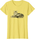 Cute Brown Tabby Cat Portrait Art Pet Owners Novelty Gift T-Shirt - Lemon Yellow