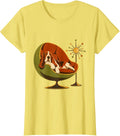 Retro Basset Hound in Mid Century Modern Chair T-Shirt - Lemon Yellow