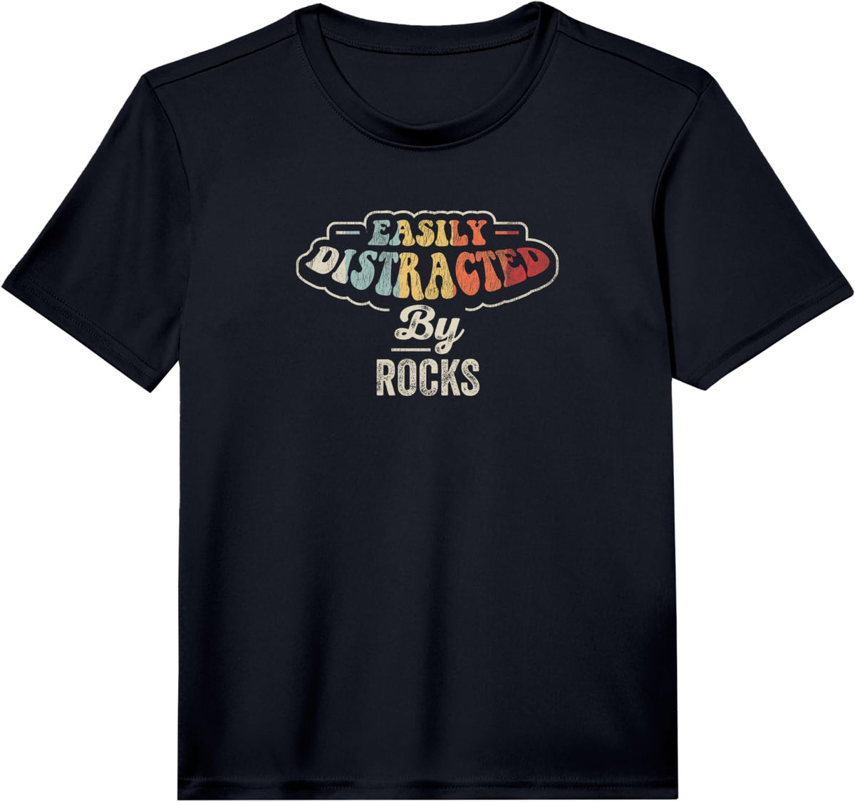 Easily Distracted By Rocks Funny Geologist Rock Collecting Performance T-Shirt - Black