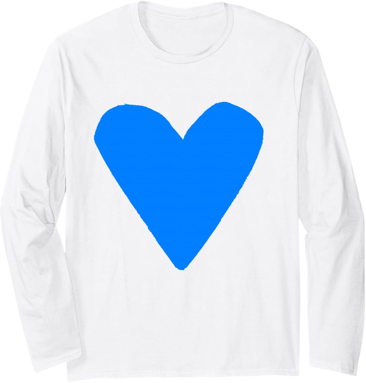 Blue Heart Green Long Sleeve T-Shirt - Adult Unisex White