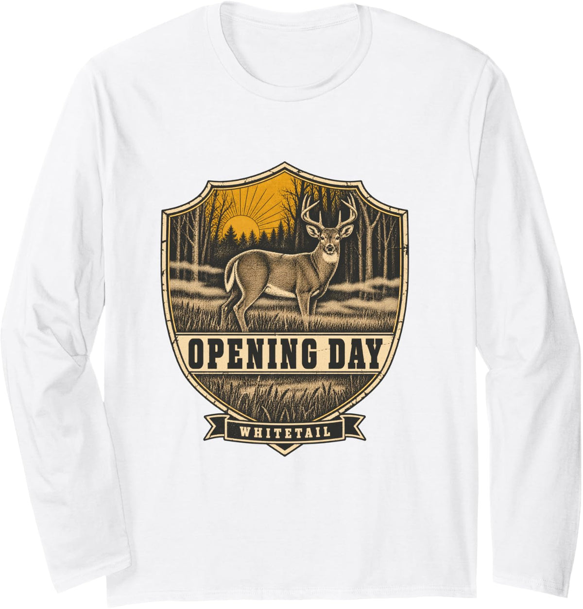 Opening Day Whitetail Deer Hunting Outdoors Long Sleeve T-Shirt - Adult Unisex White