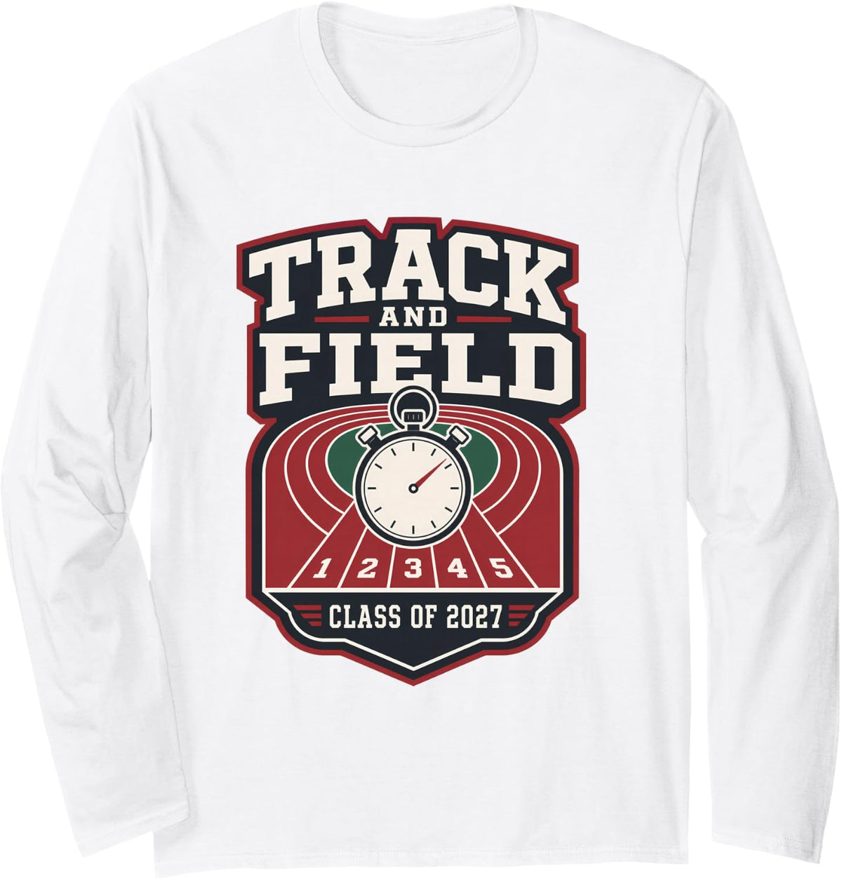 Track and Field Class of 2027 Athlete Runner Long Sleeve T-Shirt - Adult Unisex White