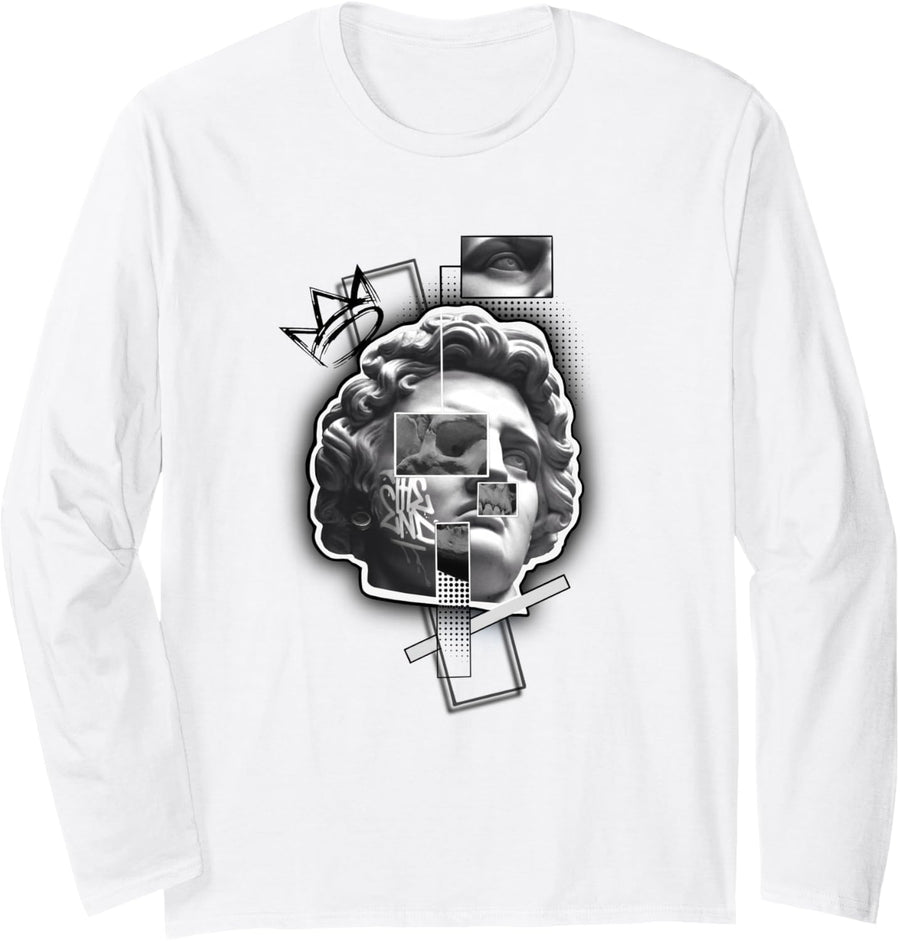 Modern Antiquity: Street Art Meets Classics Long Sleeve T-Shirt - Adult Unisex White