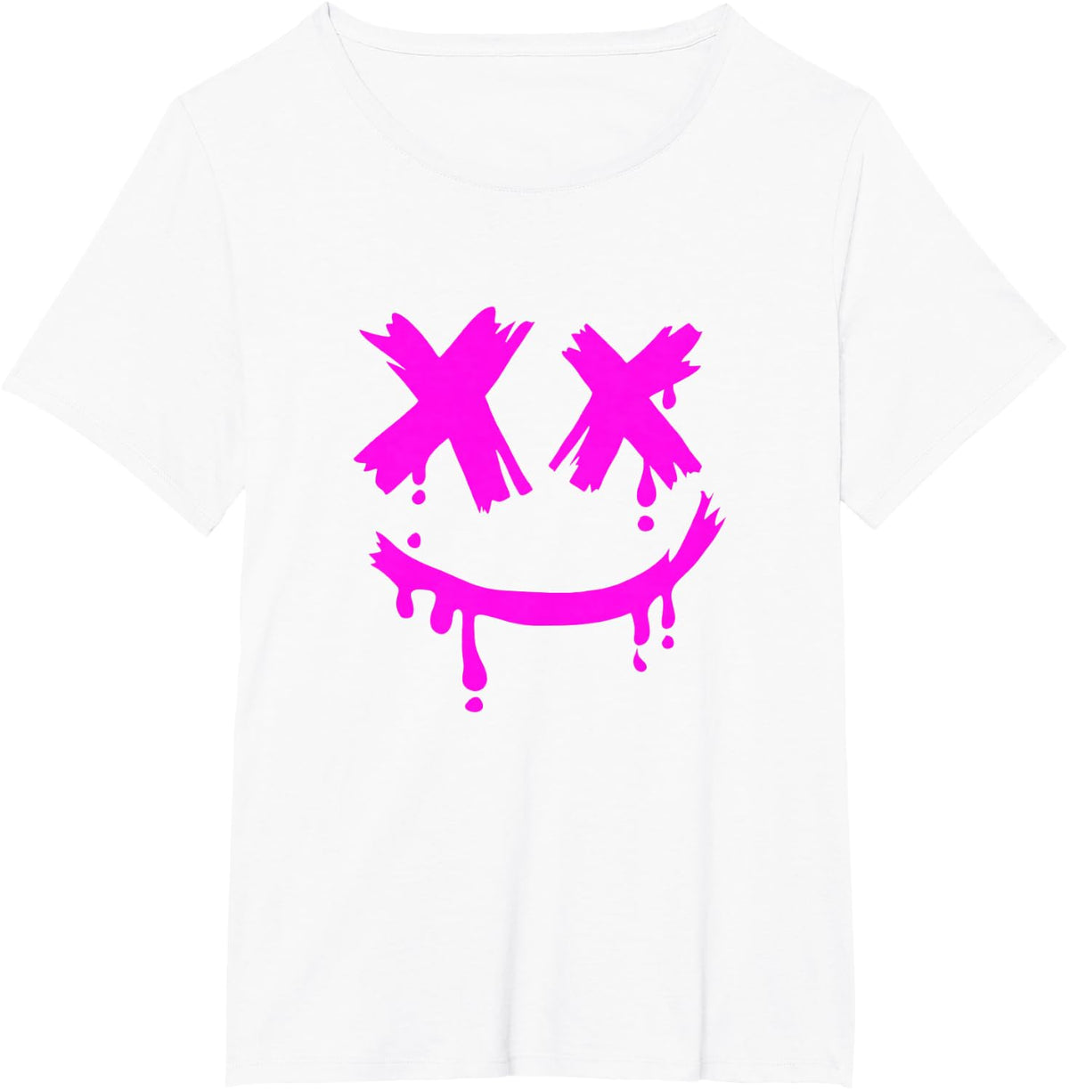 Pink Grunge Face Smile Pink Graphic T-Shirt - White