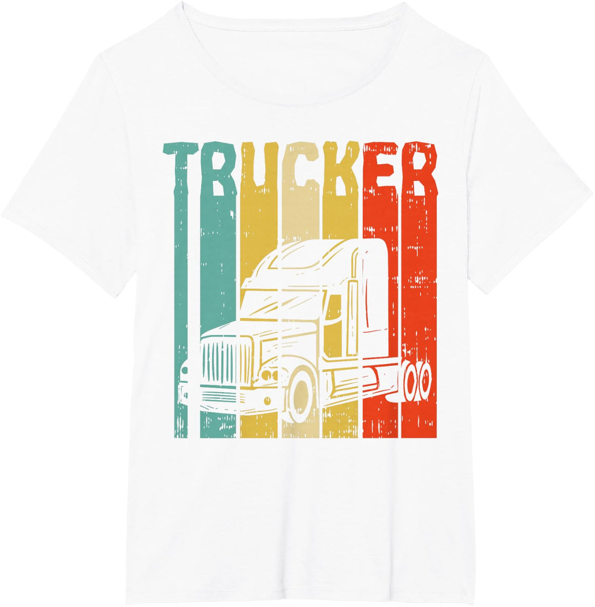 Trucker Retro Truckin Big Rig Semi Trailer Truck Driver Tees T Shirts Gift - White