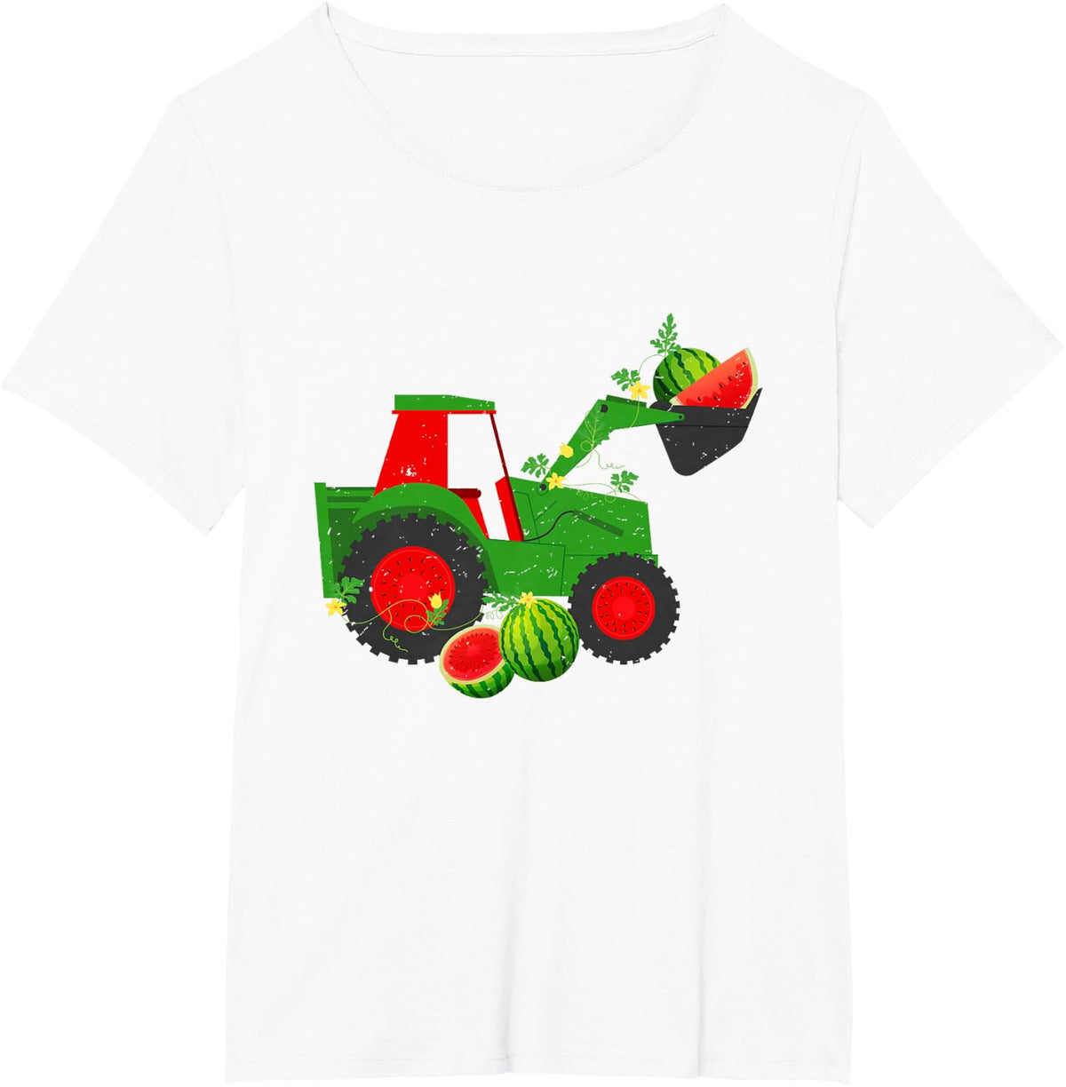 Farm Tractor Watermelon Summer Vacation Fruit Lover Kids T-Shirt - White