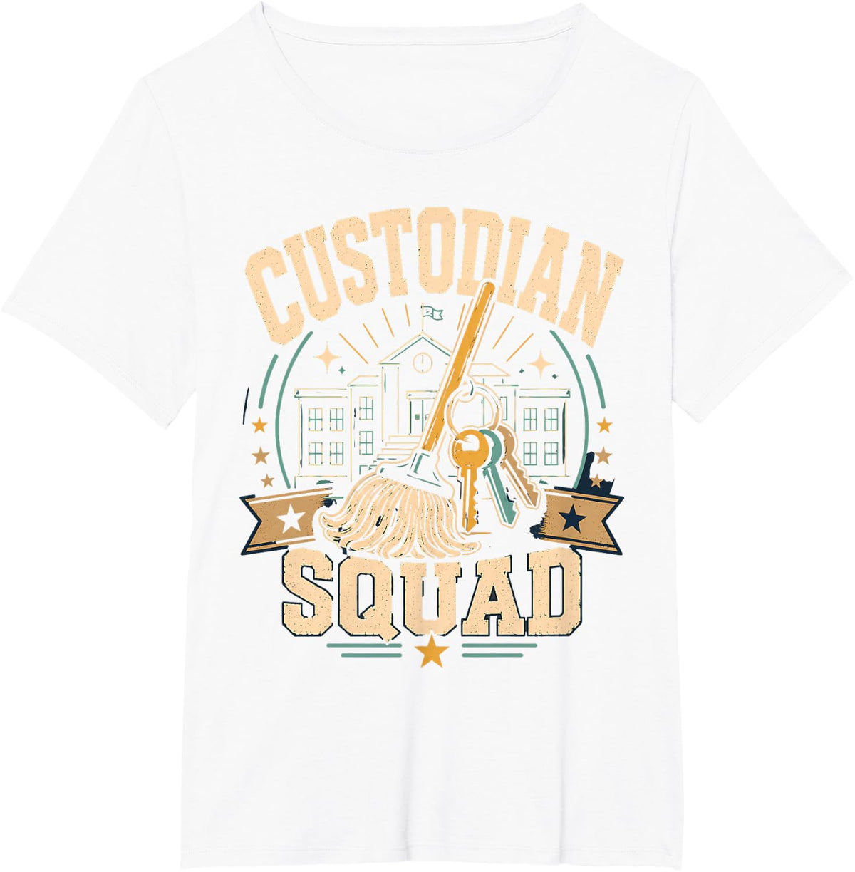Custodian Squad Janitor School Maintenance Worker T-Shirt - White