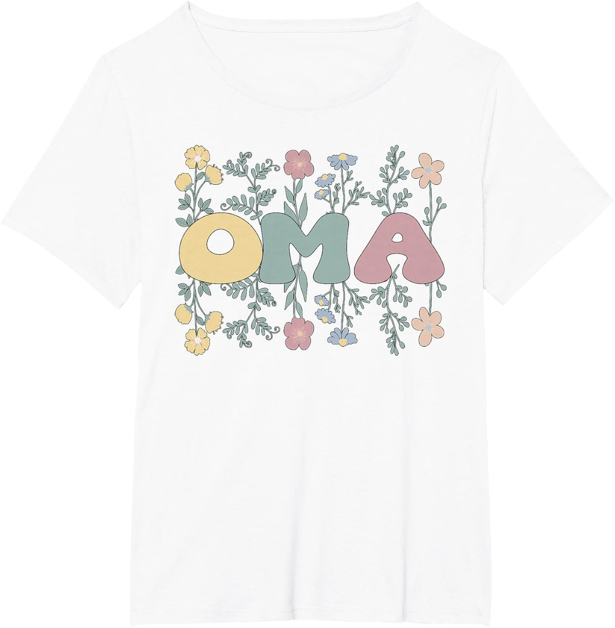 Groovy Oma Grandmother Flowers Oma Grandma T-Shirt - White